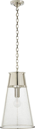 Robinson Large Pendant | Polished Nickel | Seeded Glass