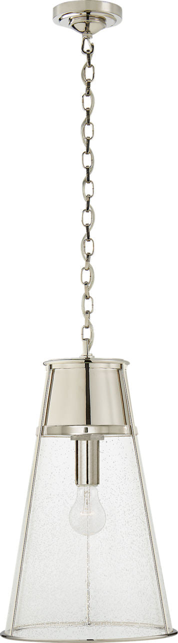 Robinson Large Pendant | Polished Nickel | Seeded Glass