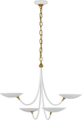 Keira Medium Chandelier | Matte White and Hand-Rubbed Antique Brass