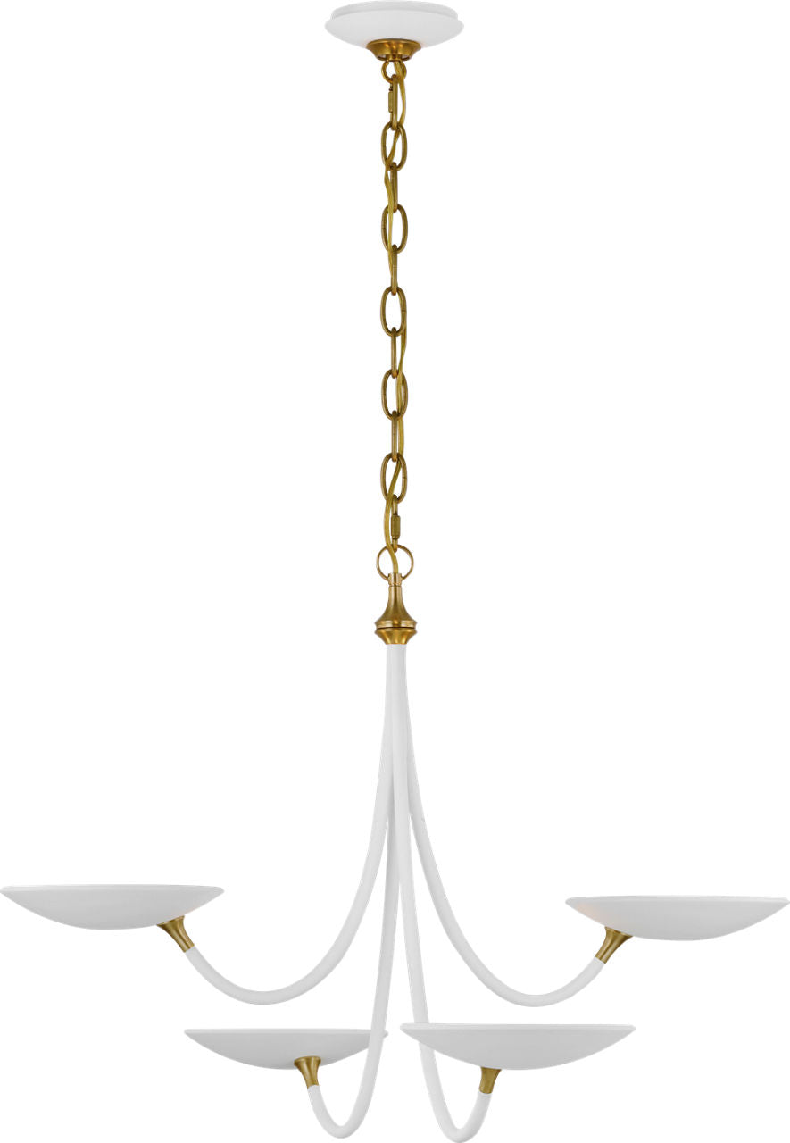 Keira Medium Chandelier | Matte White and Hand-Rubbed Antique Brass