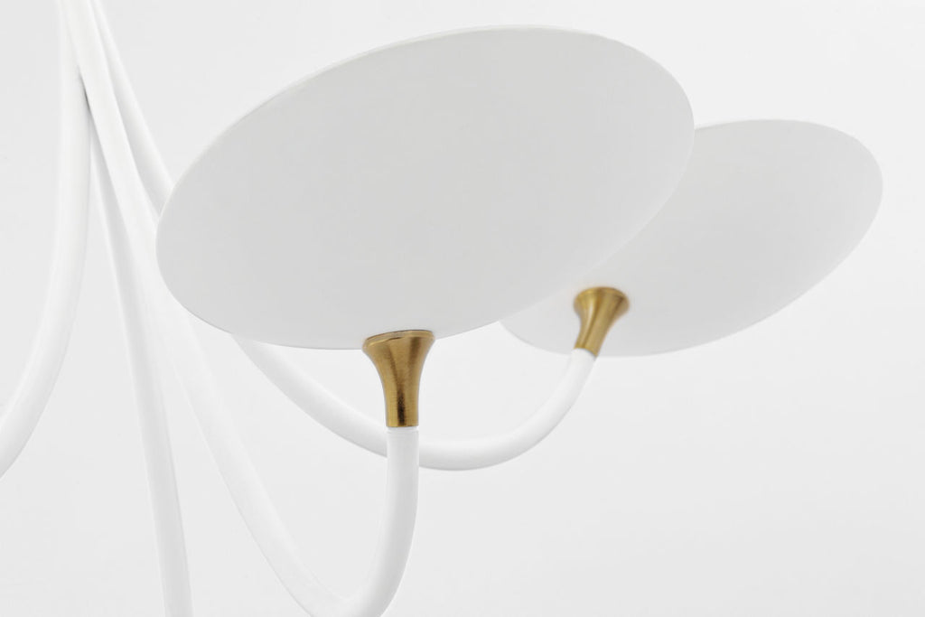 Keira Medium Chandelier | Matte White and Hand-Rubbed Antique Brass