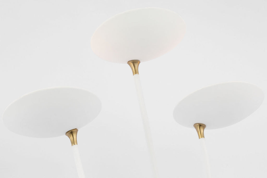 Keira Medium Chandelier | Matte White and Hand-Rubbed Antique Brass
