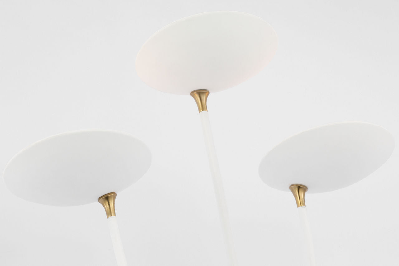 Keira Medium Chandelier | Matte White and Hand-Rubbed Antique Brass