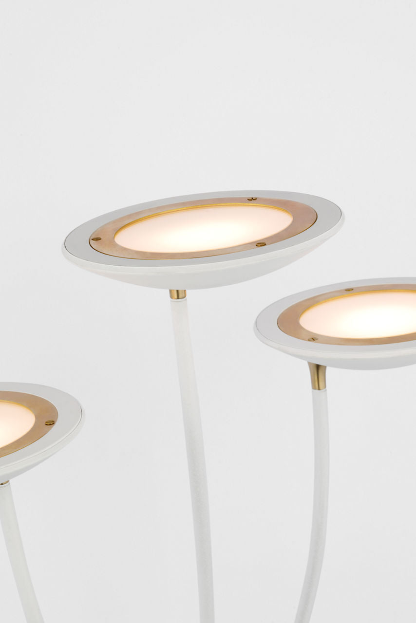Keira Medium Chandelier | Matte White and Hand-Rubbed Antique Brass