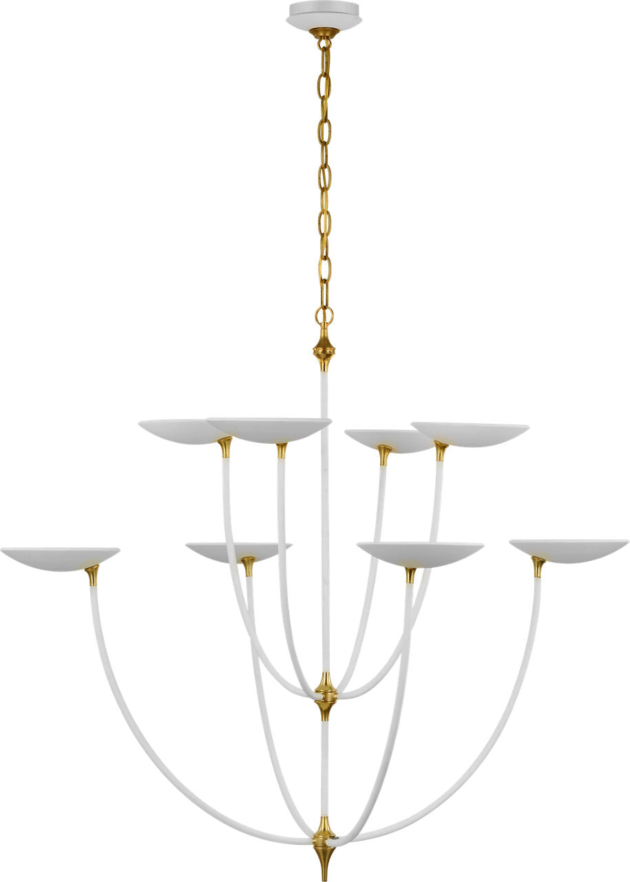 Keira XL Chandelier | Matte White and Hand-Rubbed Antique Brass