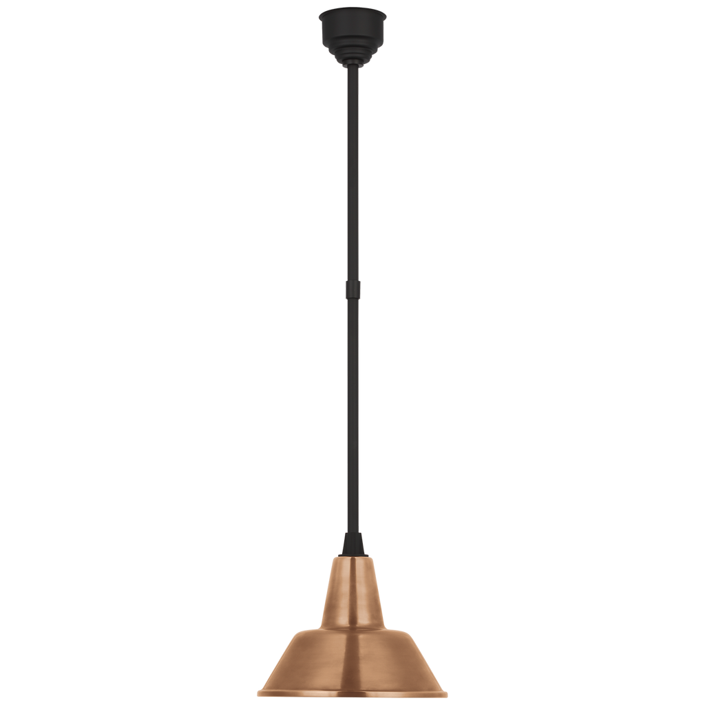 Academy Pendant | Matte Black | 12.5" Soft Copper Bowers Shade