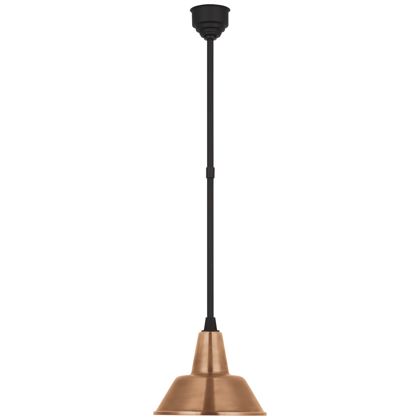 Academy Pendant | Matte Black | 12.5" Soft Copper Bowers Shade