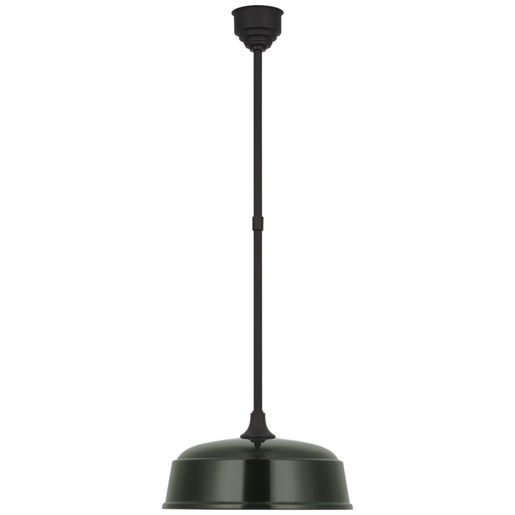 Academy Pendant | Matte Black | 16" Green Rockhouse Shade
