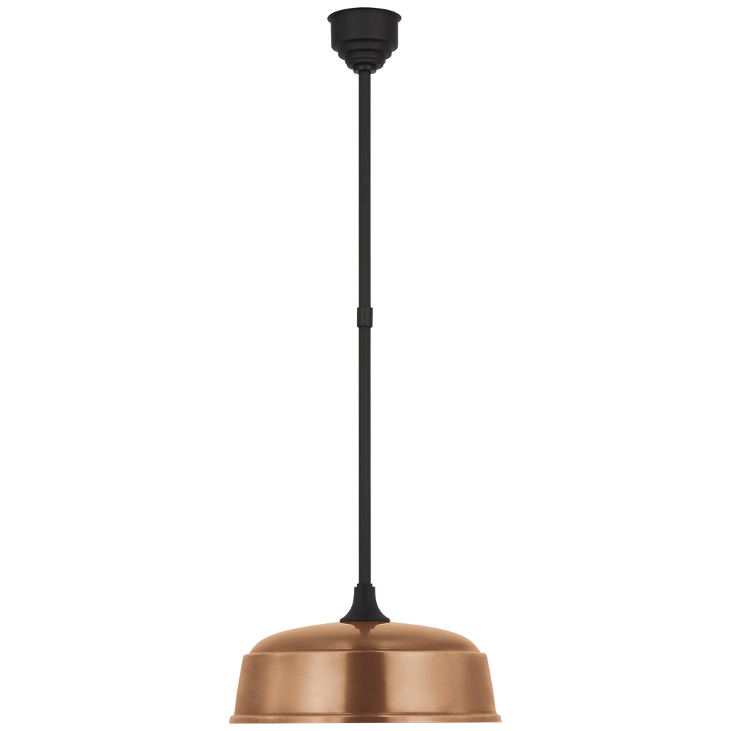 Academy Pendant | Matte Black | 16" Soft Copper Rockhouse Shade