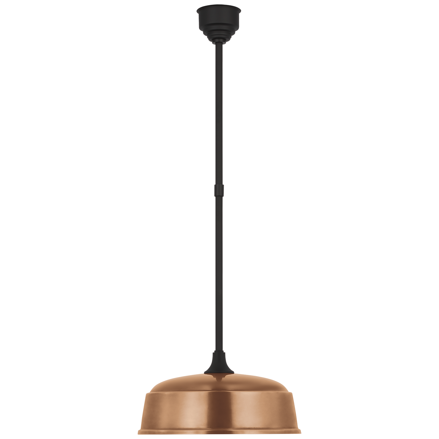Academy Pendant | Matte Black | 16" Soft Copper Rockhouse Shade