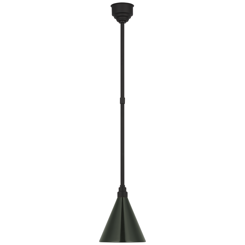 Academy Pendant | Matte Black | 9" Green Conical Savannah Shade
