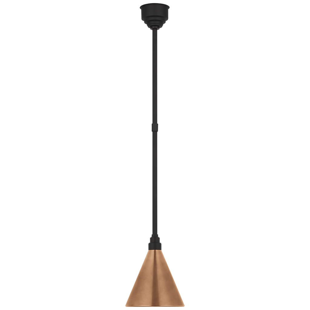 Academy Pendant | Matte Black | 9" Soft Copper Conical Savannah Shade