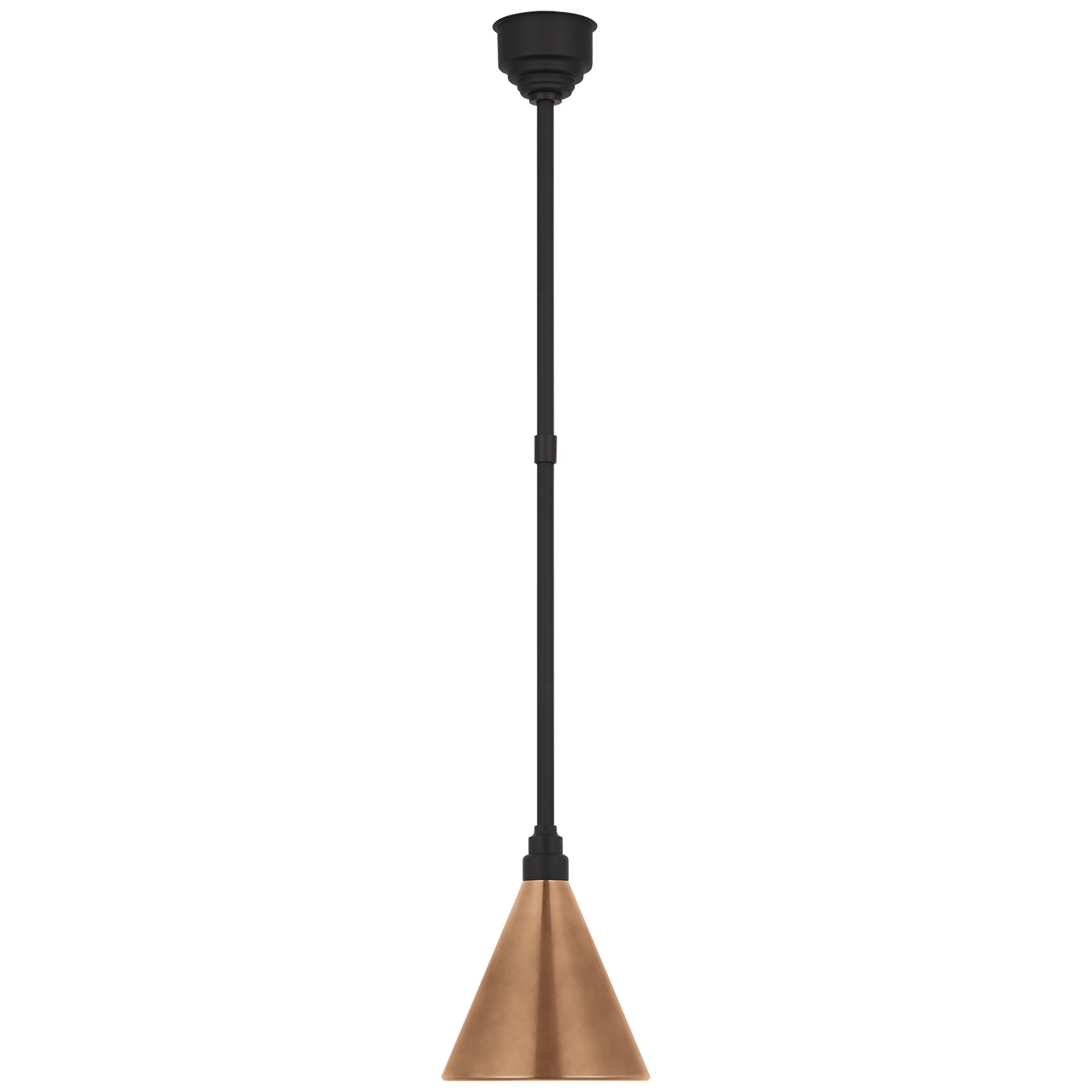 Academy Pendant | Matte Black | 9" Soft Copper Conical Savannah Shade