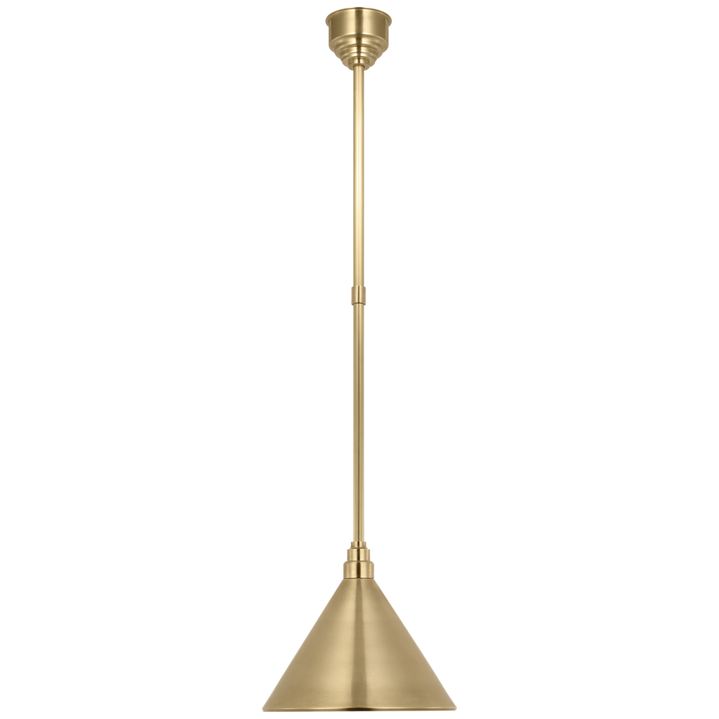 Academy Pendant | Hand-Rubbed Antique Brass | 12.5" Conical Savannah Shade