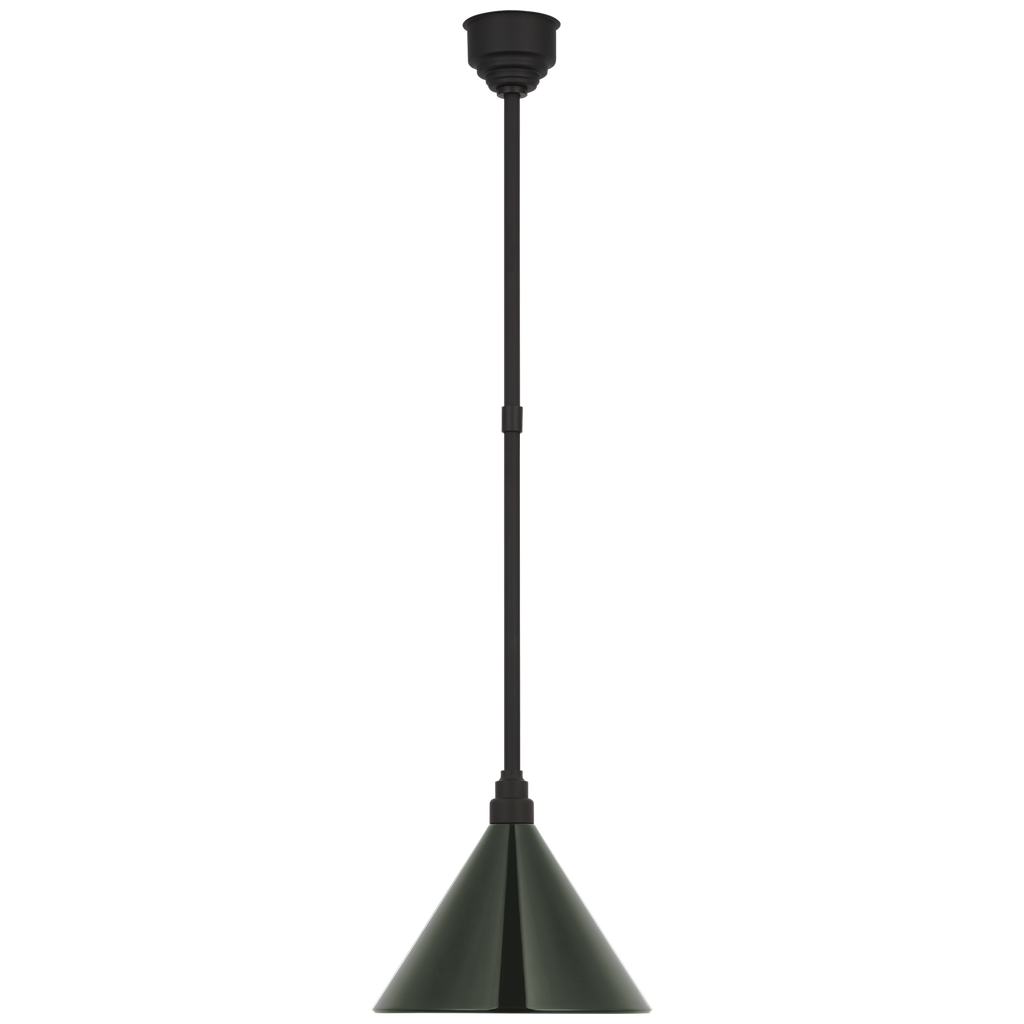 Academy Pendant | Matte Black | 12.5" Green Conical Savannah Shade