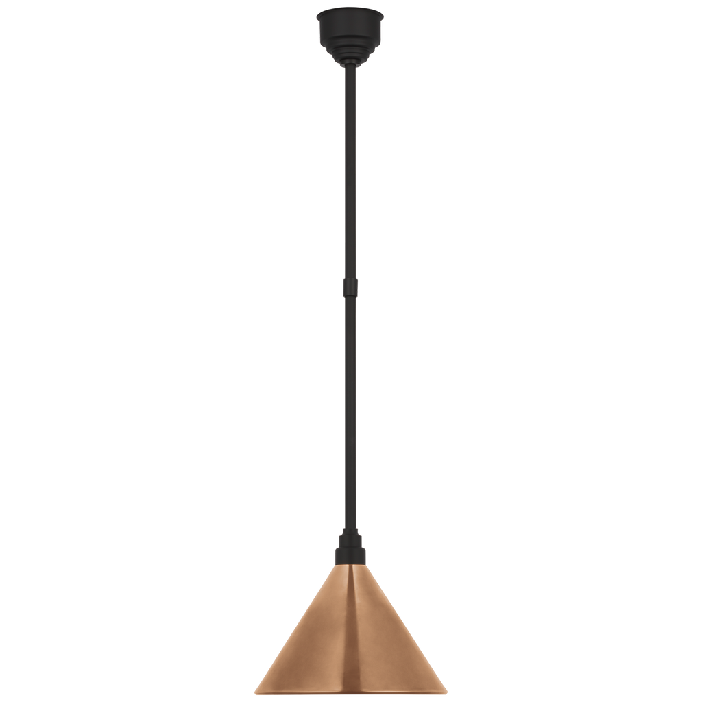 Academy Pendant | Matte Black | 12.5" Soft Copper Conical Savannah Shade