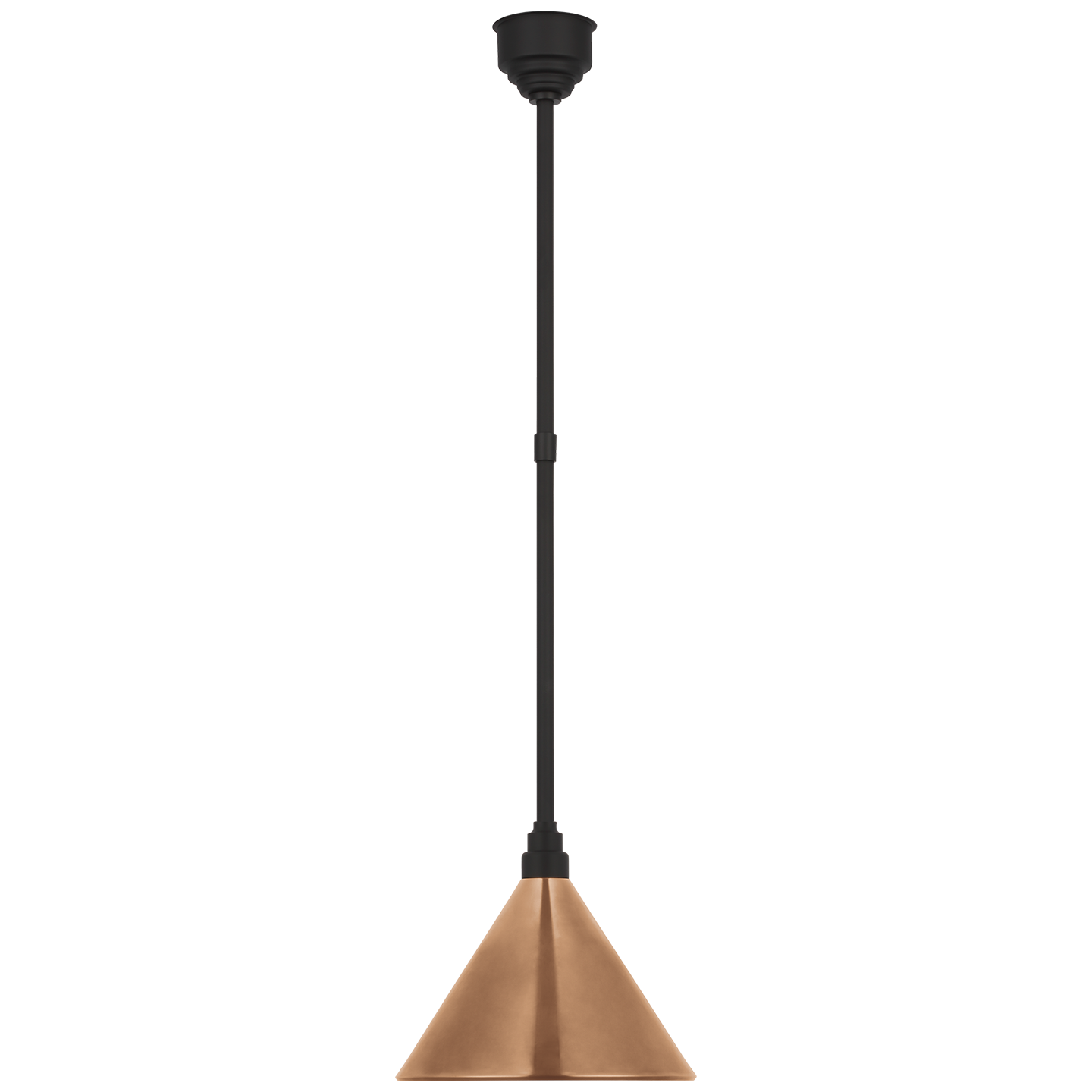 Academy Pendant | Matte Black | 12.5" Soft Copper Conical Savannah Shade