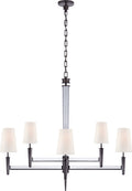 Lyra Two Tier Chandelier | Bronze and Crystal | Linen Shades