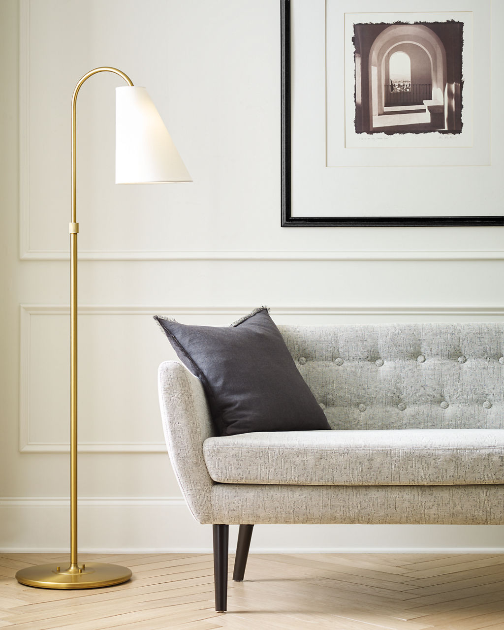 Signoret Task Floor Lamp Burnished Brass Bulbs Inc