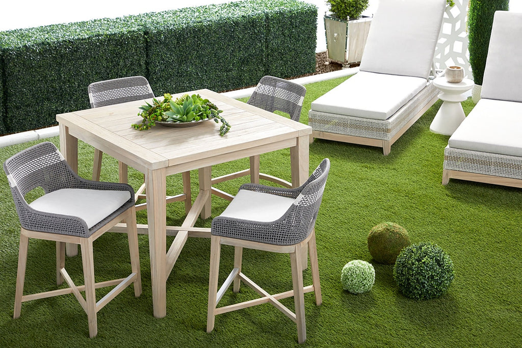 Tapestry Outdoor Counter Stool | Gray Teak
