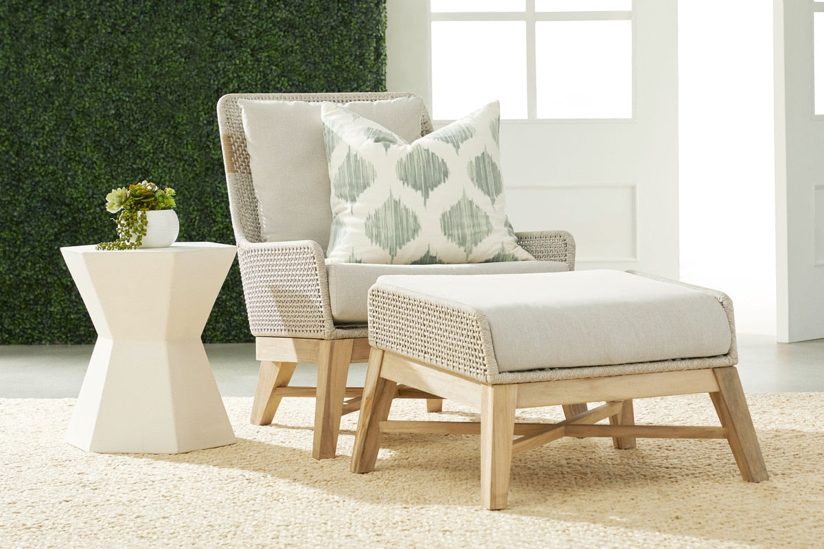 Tapestry Outdoor Footstool | Gray Teak