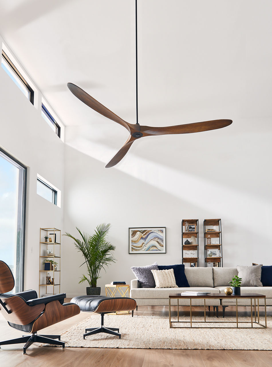 Maverick 70 Ceiling Fan | Brushed Steel | Koa Blades