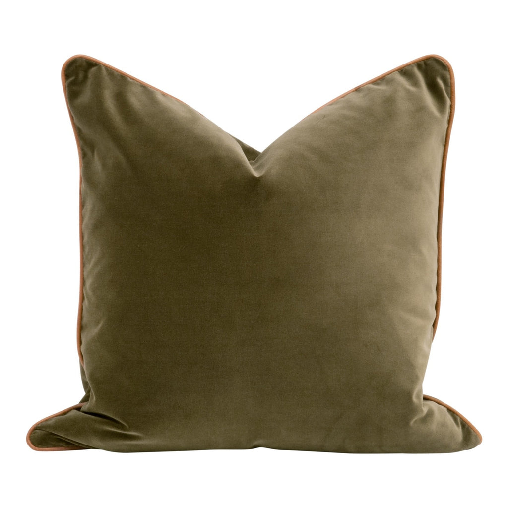 The Not So Basic 22" Essential Pillow, Set of 2 | Olive Velvet