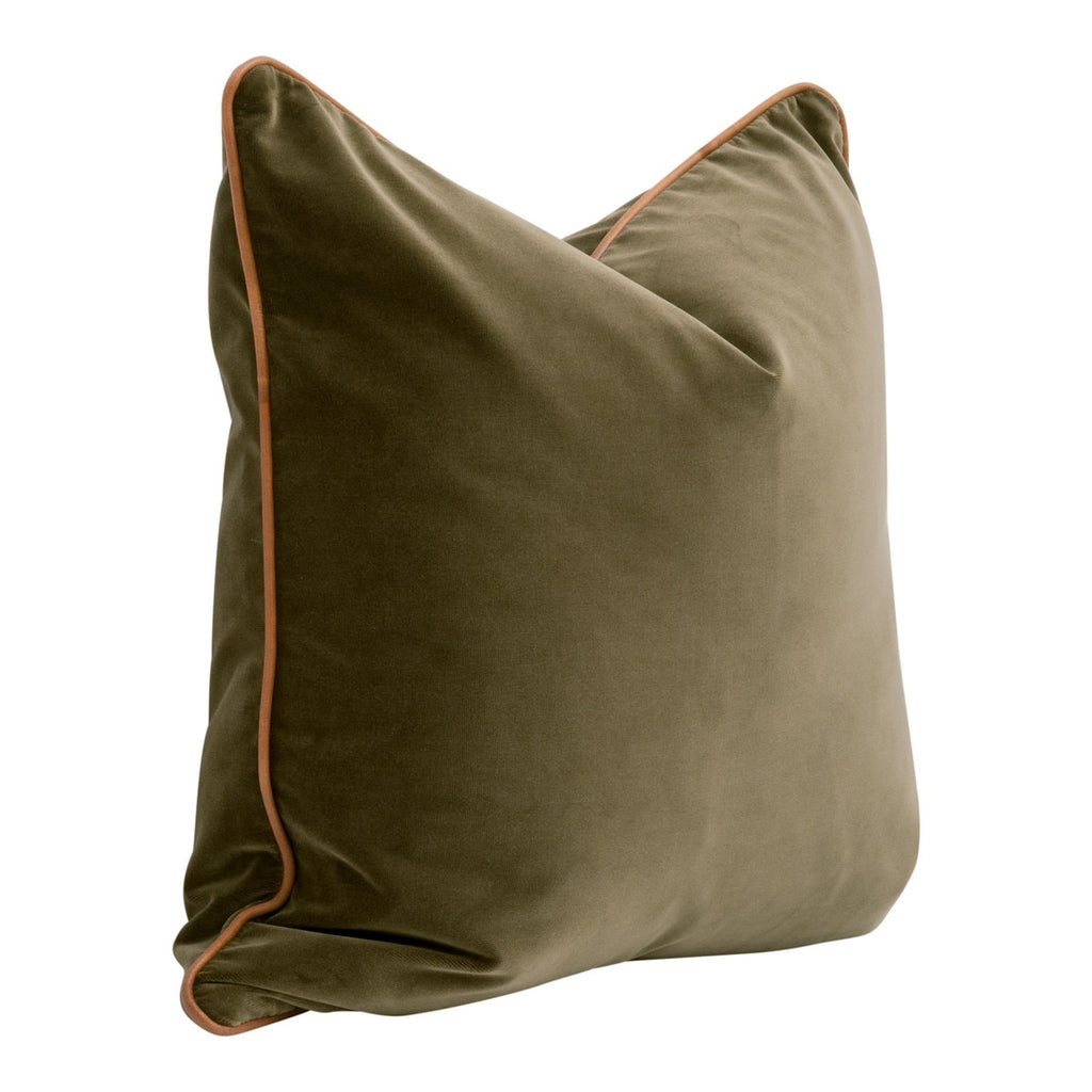 The Not So Basic 22" Essential Pillow, Set of 2 | Olive Velvet