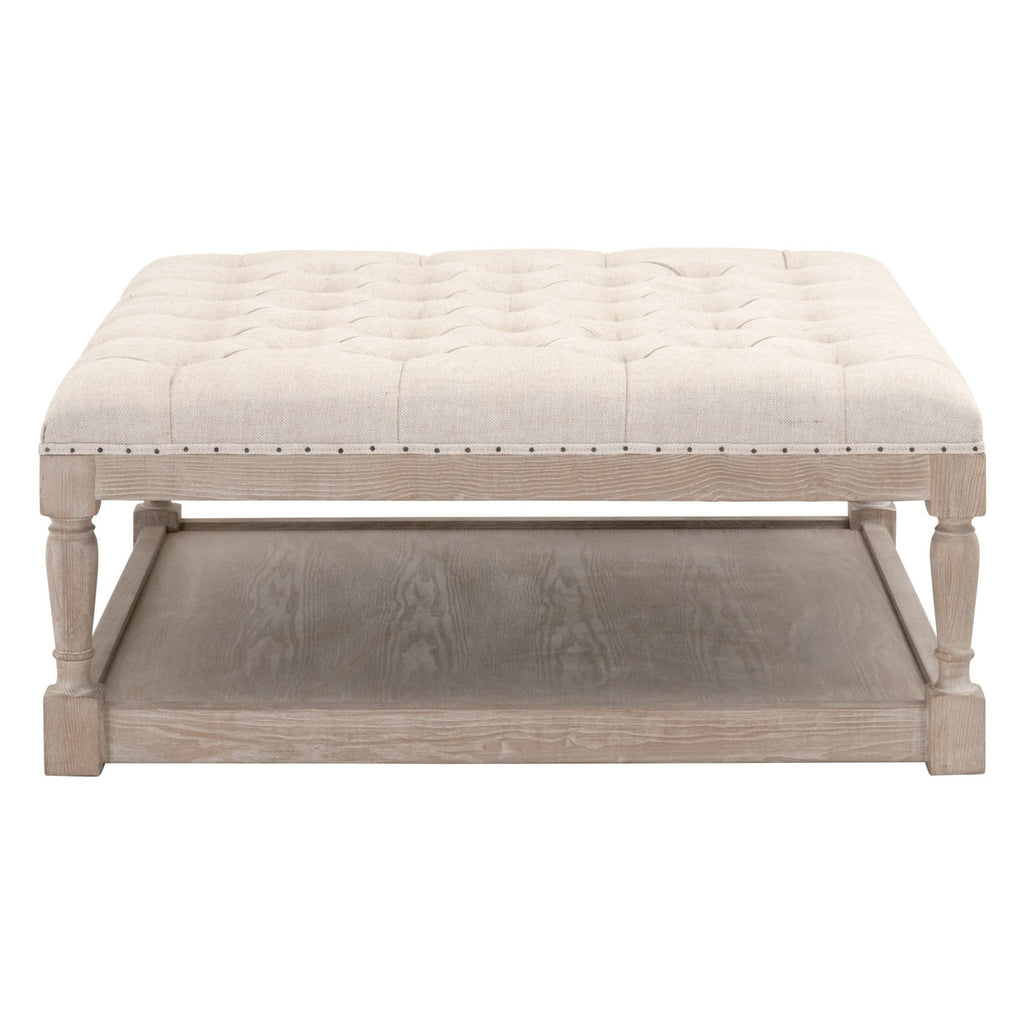 Townsend Tufted Upholstered Coffee Table | Performance Bisque French Linen