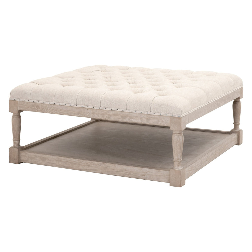 Townsend Tufted Upholstered Coffee Table | Performance Bisque French Linen