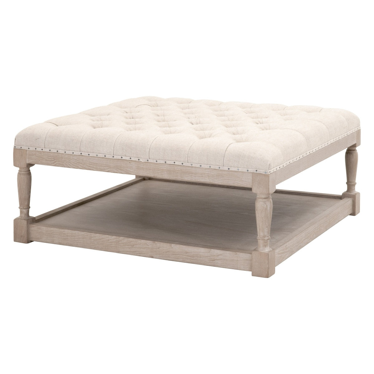 Townsend Tufted Upholstered Coffee Table | Performance Bisque French Linen
