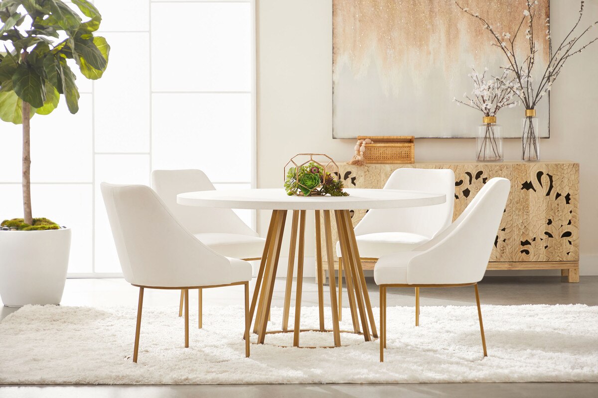 Turino 54" Round Dining Table | White Concrete