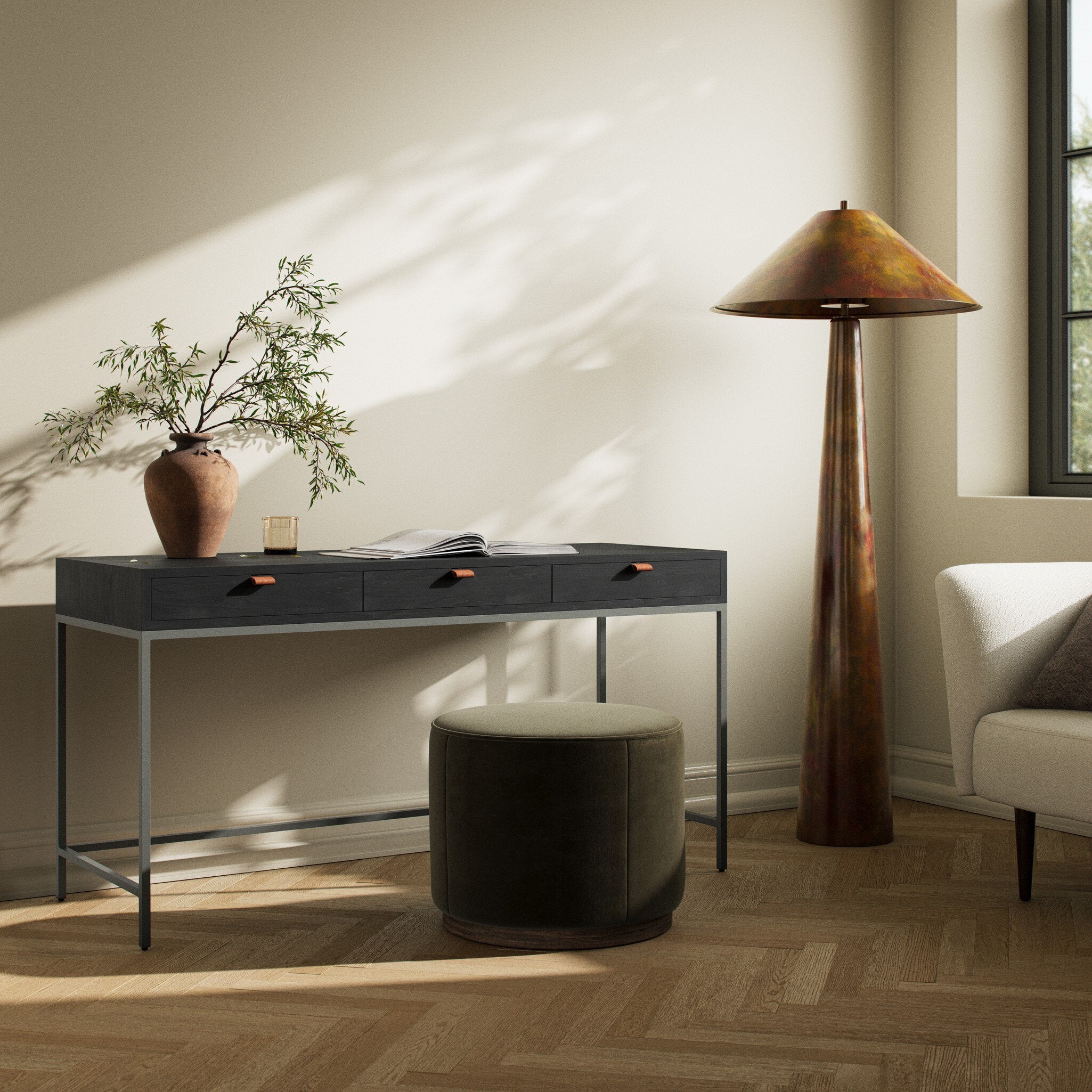 Trey Modular Writing Desk - Black Wash Poplar