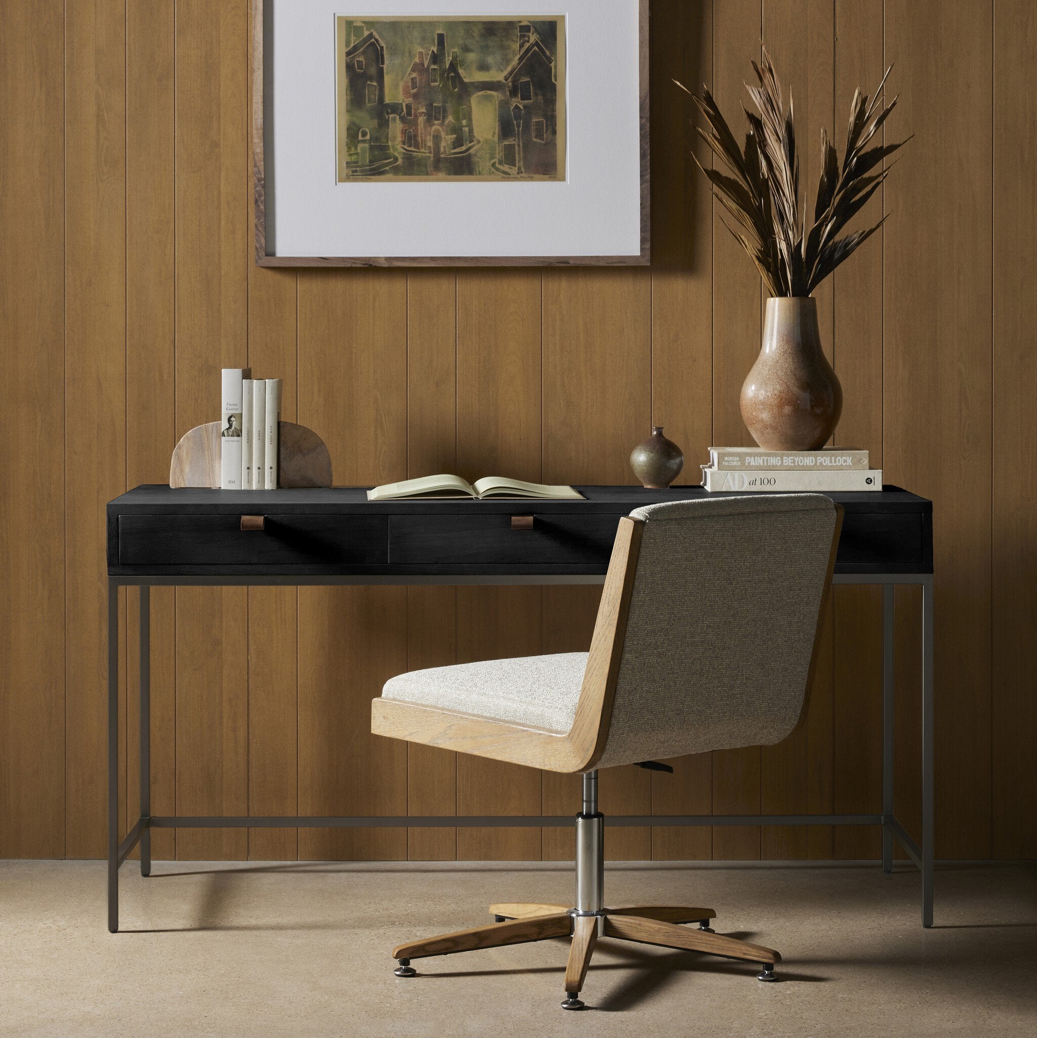 Trey Modular Writing Desk - Black Wash Poplar
