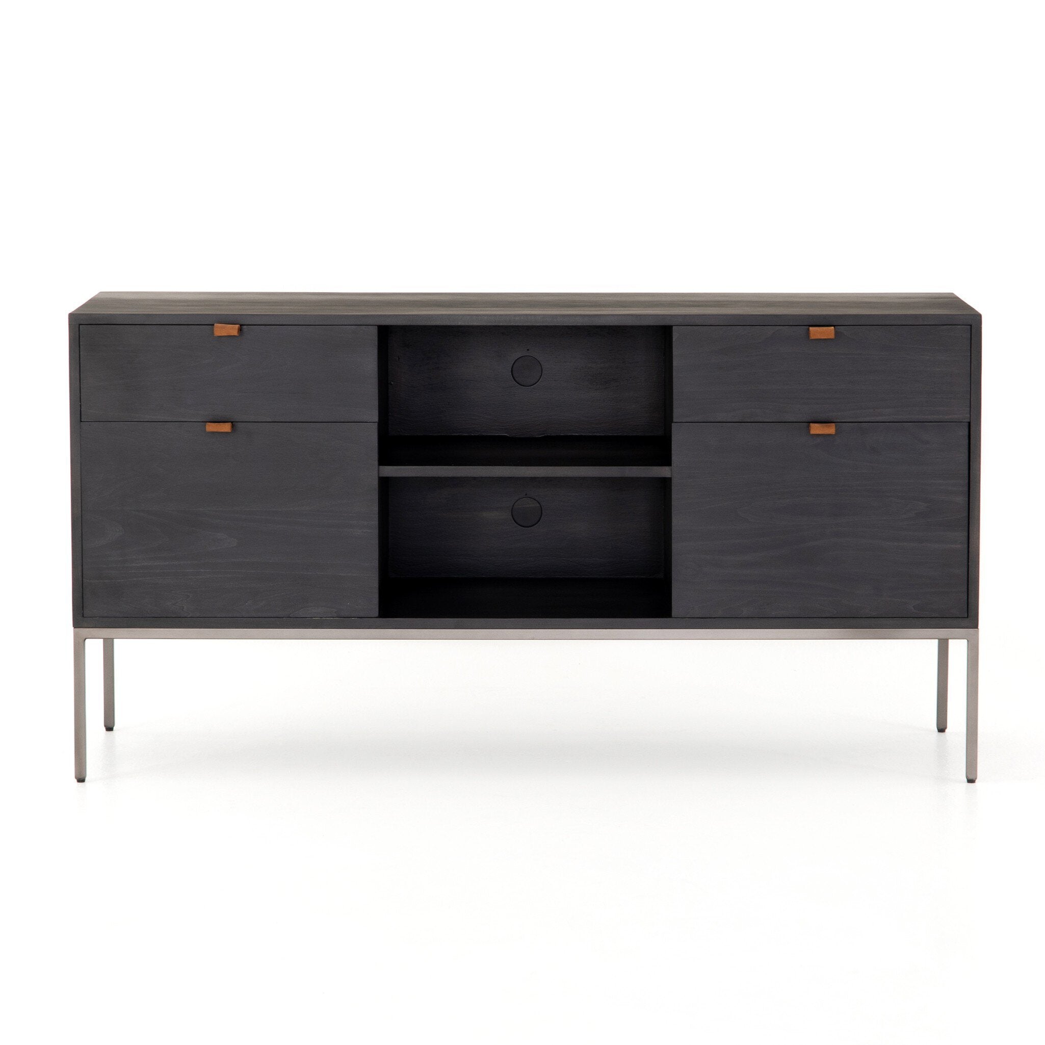 Trey Modular Filing Credenza - Black Wash Poplar