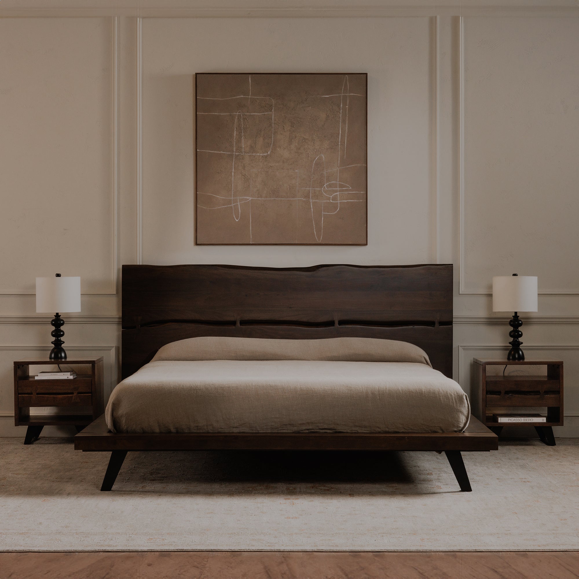 Madagascar King Platform Bed Dark Brown