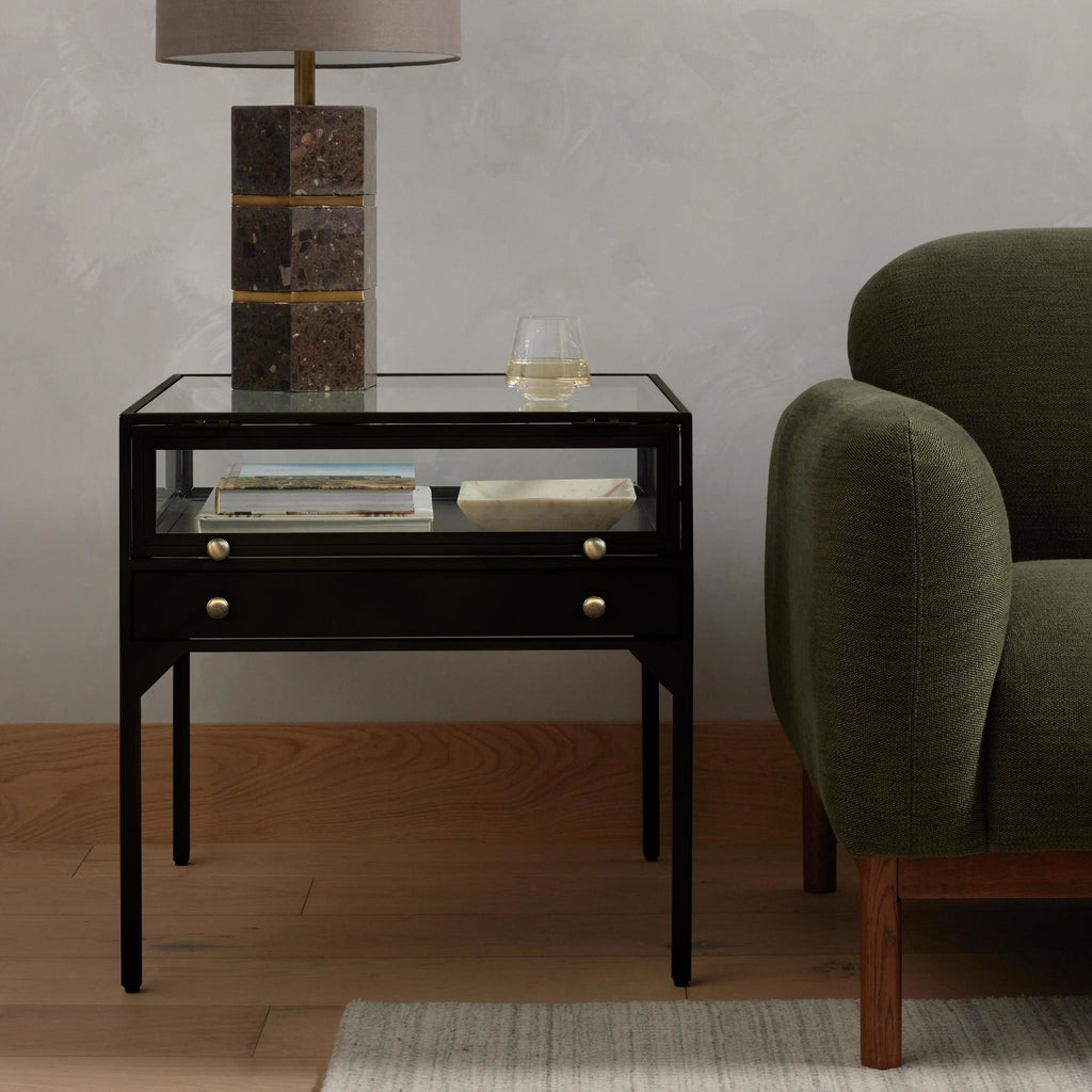 Shadow Box End Table - Tempered Glass