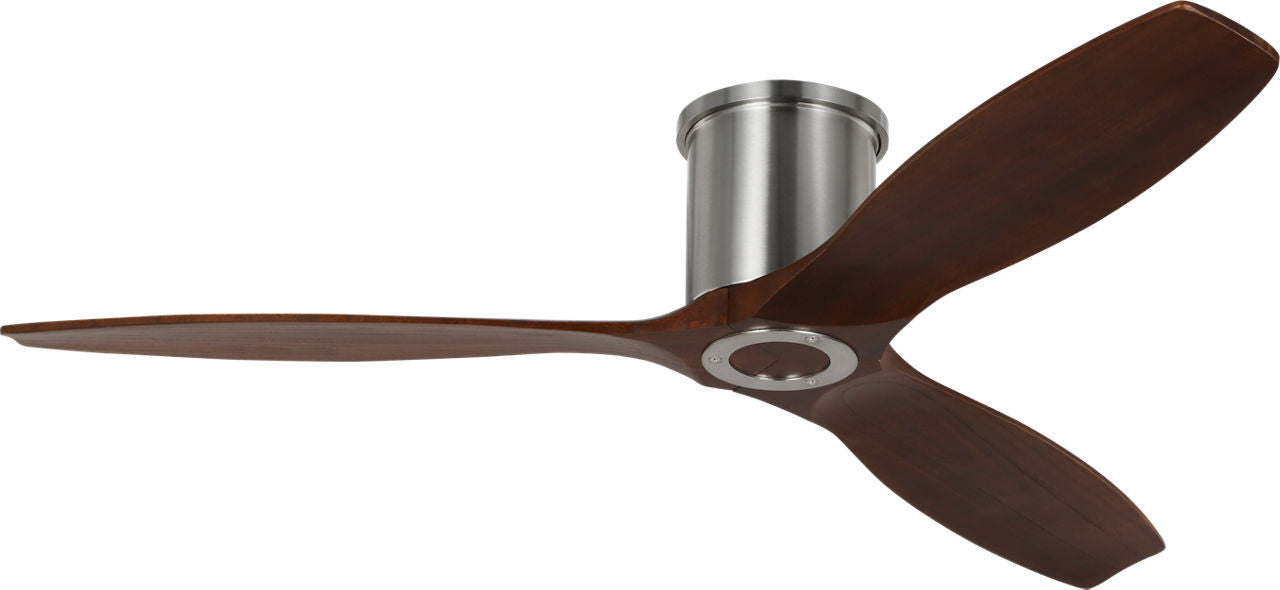 Collins Smart 52 Hugger Ceiling Fan | Brushed Steel | Dark Walnut Blades