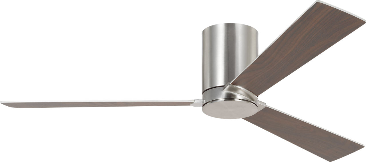 Rozzen 52 Hugger Ceiling Fan | Brushed Steel | Silver / American Walnut Reversible Blades