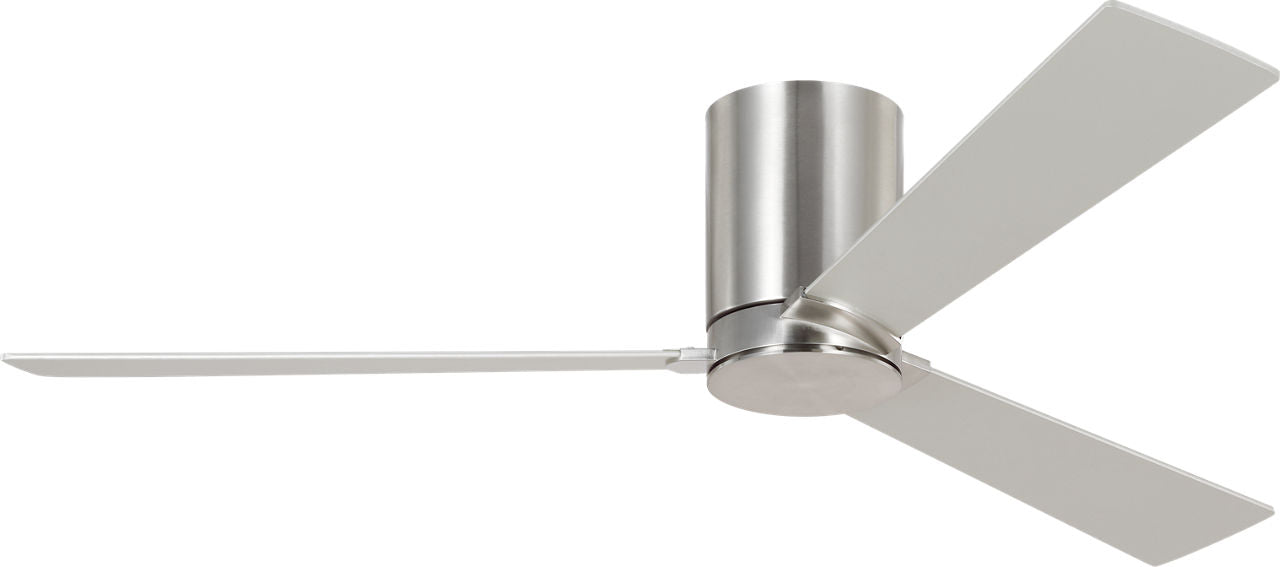 Rozzen 52 Hugger Ceiling Fan | Brushed Steel | Silver / American Walnut Reversible Blades