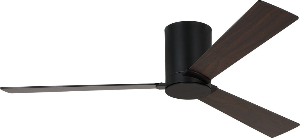 Rozzen 52 Hugger Ceiling Fan | Midnight Black | Midnight Black / American Walnut Reversible Blades
