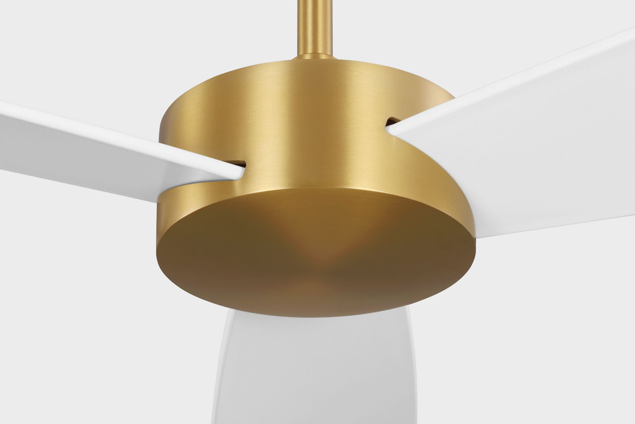Paddle Smart 52 Ceiling Fan | Burnished Brass | Matte White Blades
