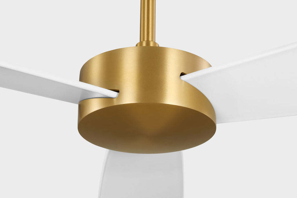 Paddle Smart 60 Ceiling Fan | Burnished Brass | Matte White Blades