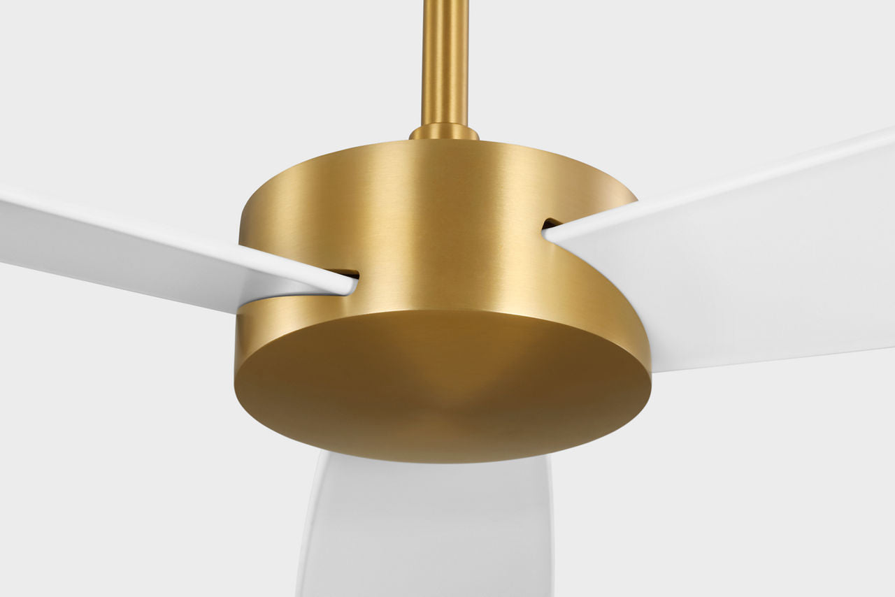 Paddle Smart 60 Ceiling Fan | Burnished Brass | Matte White Blades