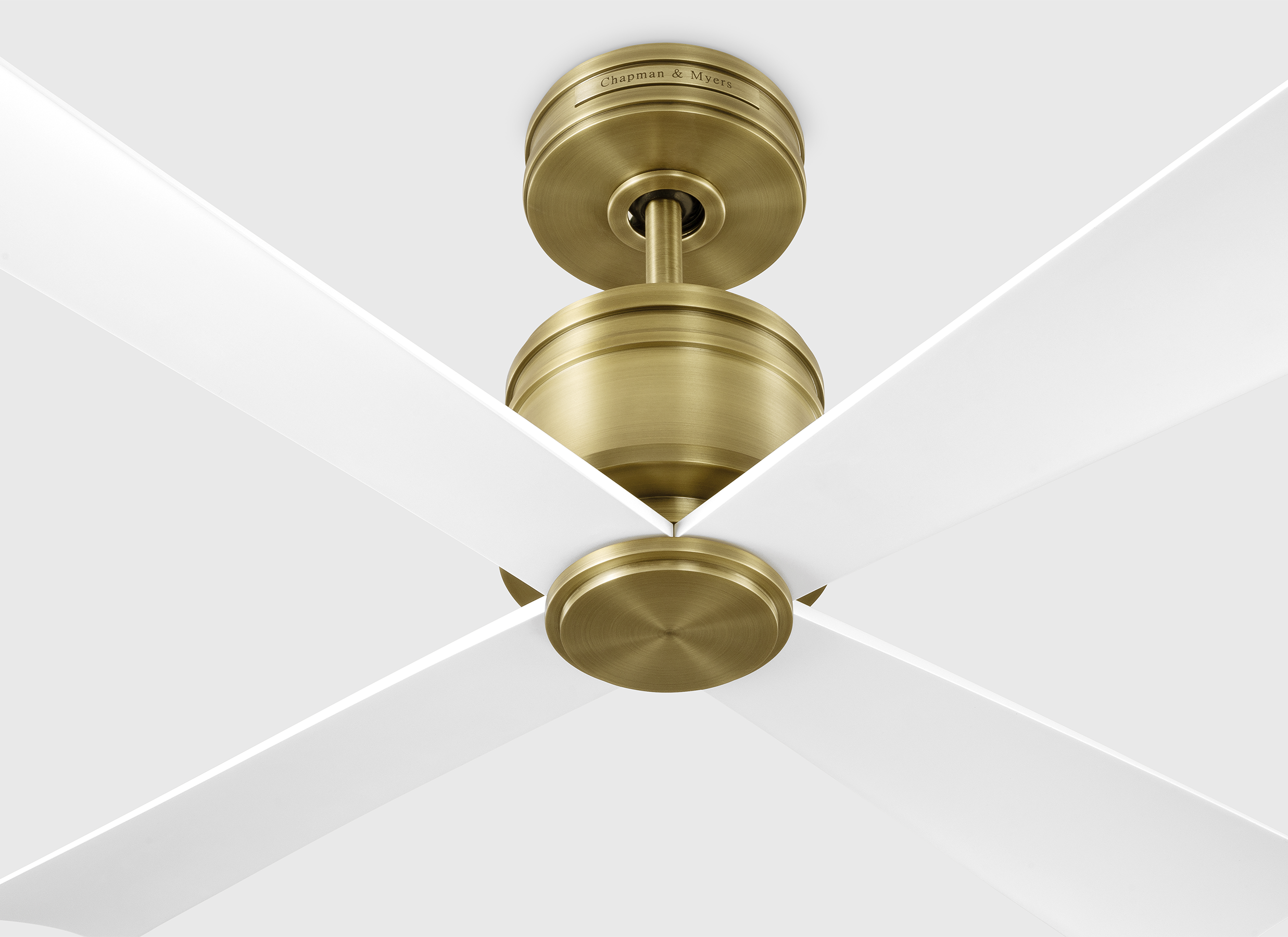 Launceton 44 Ceiling Fan | Hand-Rubbed Antique Brass | Matte White Blades Hand Rubbed Antique Brass