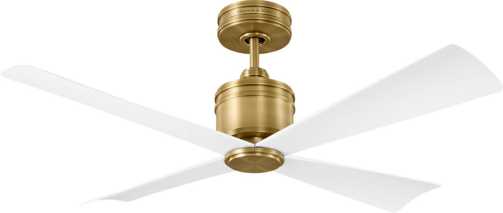 Launceton 44 Ceiling Fan | Hand-Rubbed Antique Brass | Matte White Blades Hand Rubbed Antique Brass
