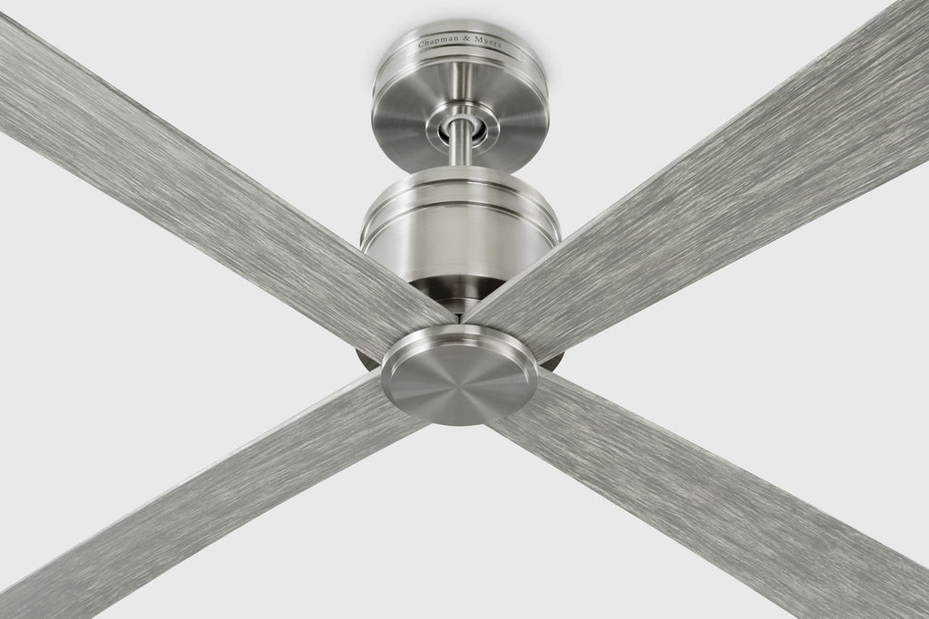 Launceton 72 Ceiling Fan | Brushed Steel | Light Grey Weathered Oak Blades