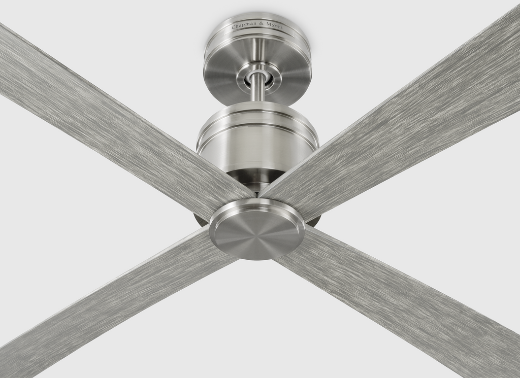 Launceton 72 Ceiling Fan | Brushed Steel | Light Grey Weathered Oak Blades