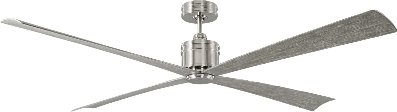 Launceton 72 Ceiling Fan | Brushed Steel | Light Grey Weathered Oak Blades