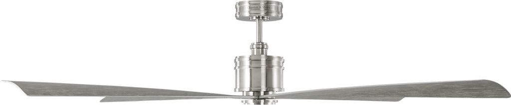 Launceton 72 Ceiling Fan | Brushed Steel | Light Grey Weathered Oak Blades